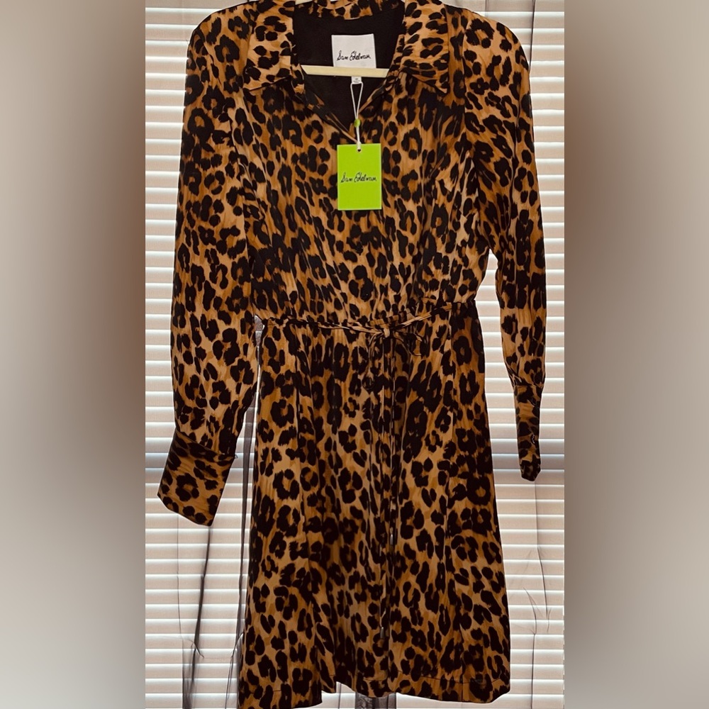 Long Sleeve Leopard Mini Shirt Dress
